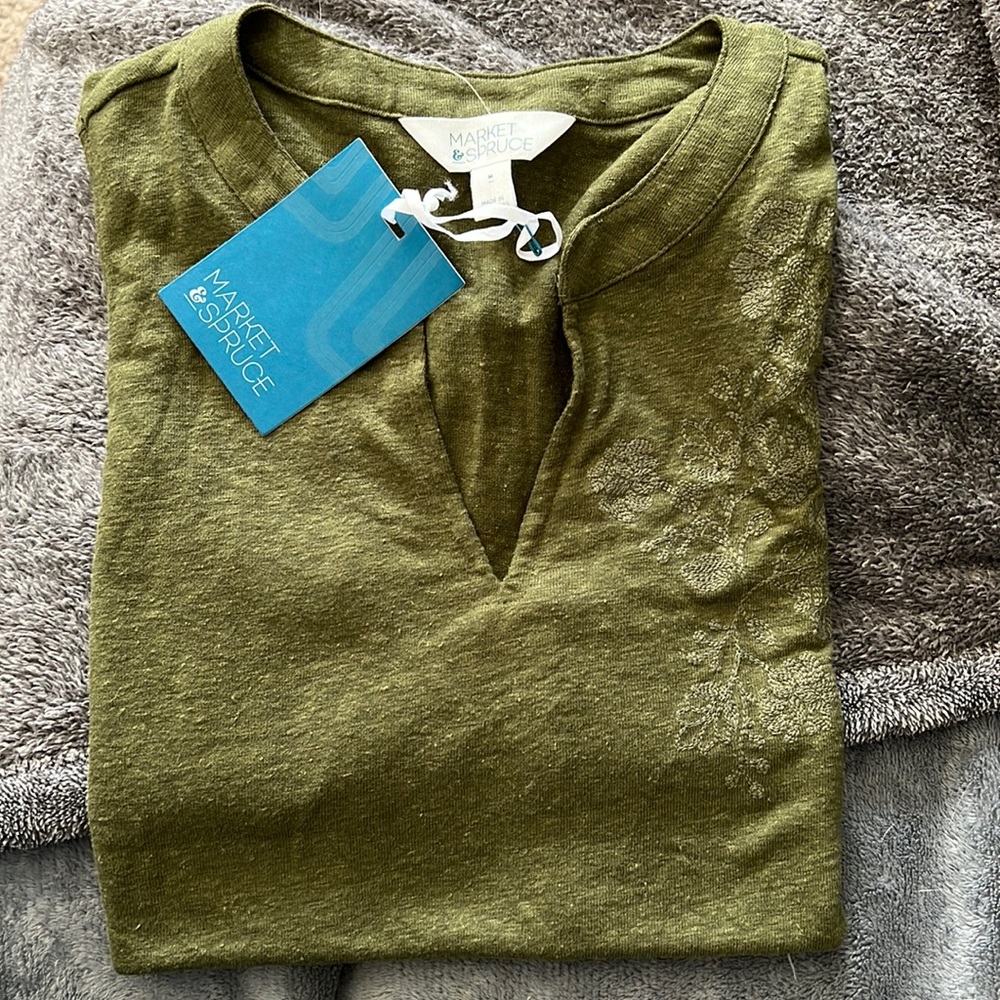Market & Spruce Linen Blend Top